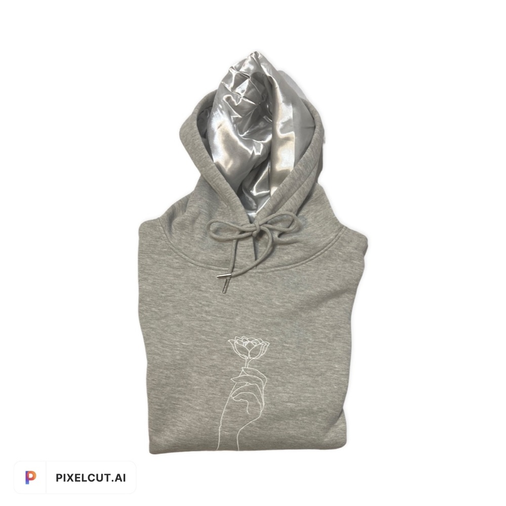 Grey satin lined hoodie